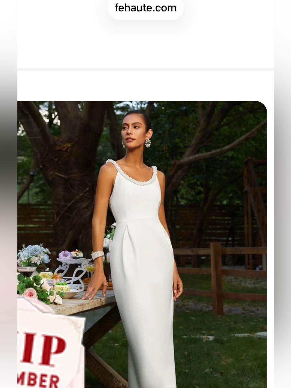White Sleeveless Pearl-Trim Dress
